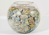 Jack Milroy, Goldfish Bowl, 1982, crumpled map pages, goldfish bowl, 25 x 32 x 32 cm