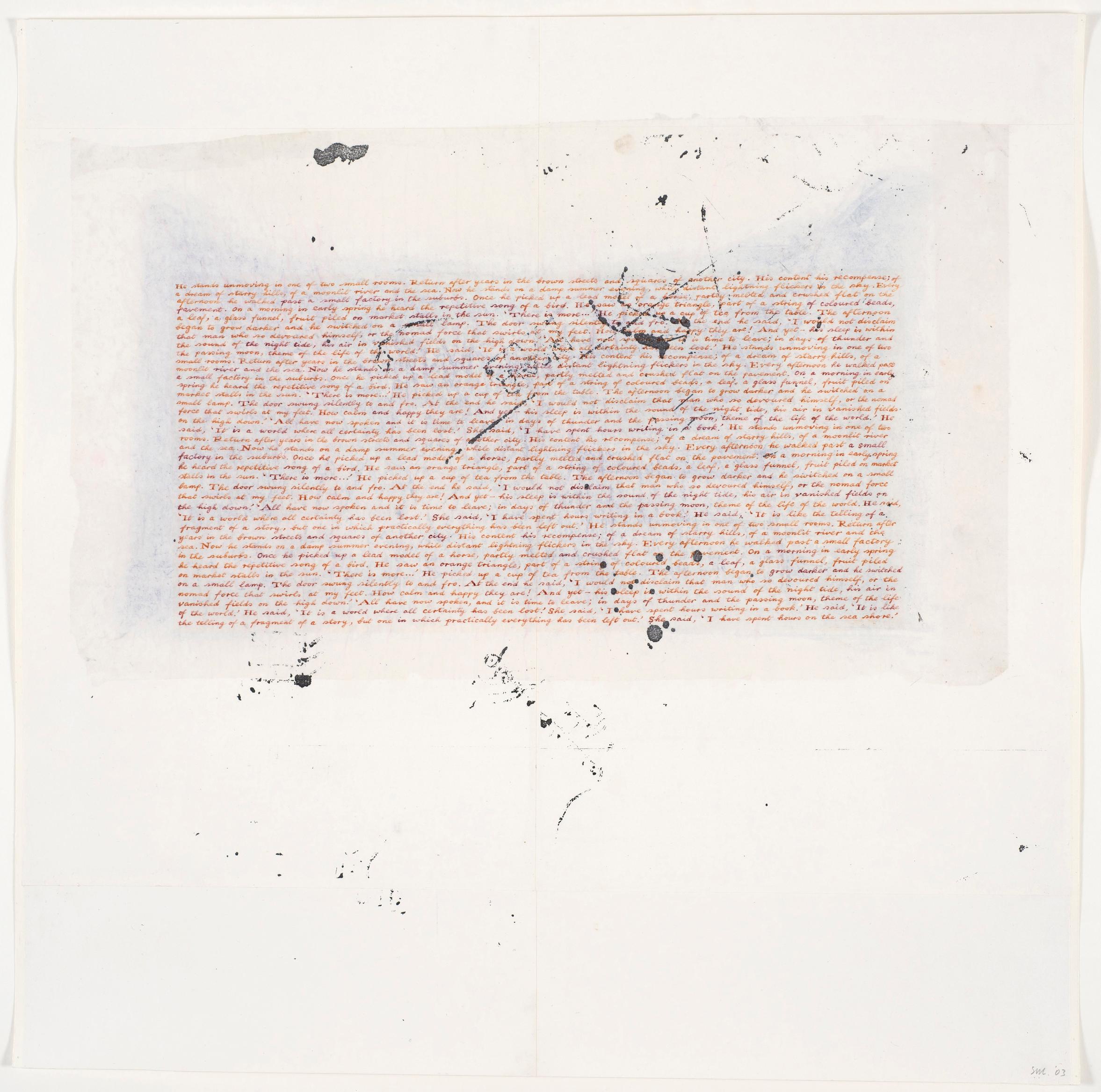Simon Lewty<br />
Morning, 2002<br />
Ink and pigment on tissue, on paper, 59 x 59 cm
